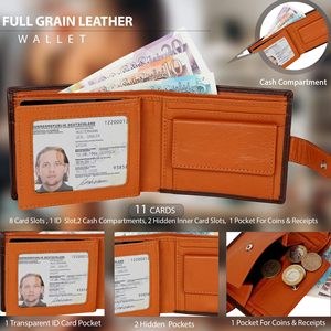 Portefeuille Homme en Cuir Véritable à Trois Volets avec Compartiment à Monnaie Antivol et Multiples Emplacements pour Cartes – Usage Quotidien – Collection Printemps 2025 - Product Image 2