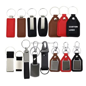 Black Custom Color Pu Leather Cloth Personalized Key Car Custom Laser Logo Engraved Plain Metal And Leather Key Chains For Men