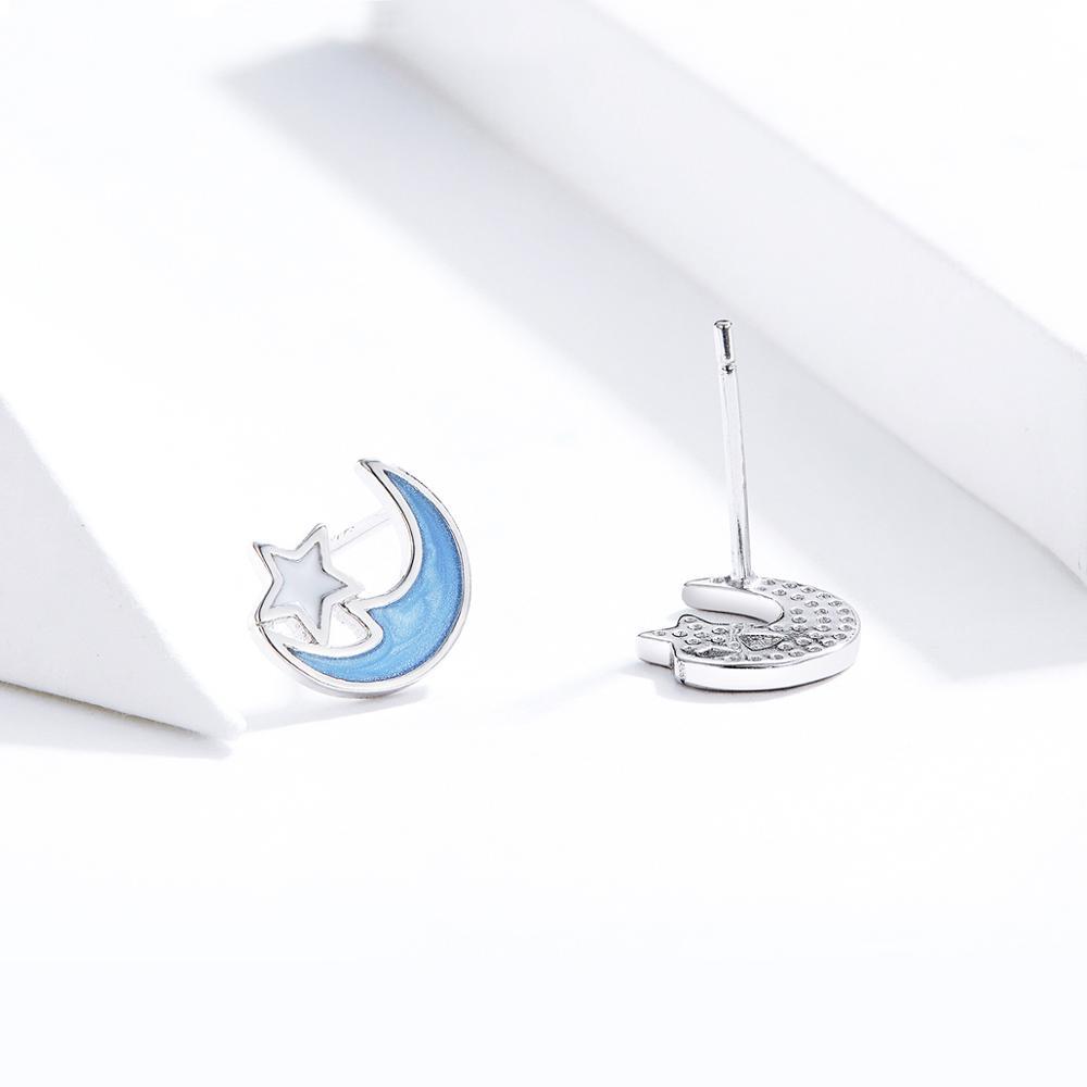 S925 Luna pendientes de plata esterlina de plata SCE792