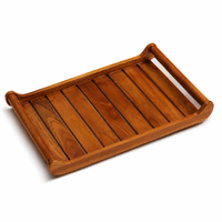 Grand plateau de service en teck 45,5x30,5x5,7 cm pour cuisine, restaurant, table à manger, organisateur