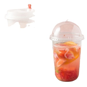 China Factory Custom Print Food Grade <b>Plastic</b> Single Wall 360ML/500ML/700ML U Shaped Boba Milk Tea Dessert <b>Cup</b> <b>with</b> Lid - Product Image 1