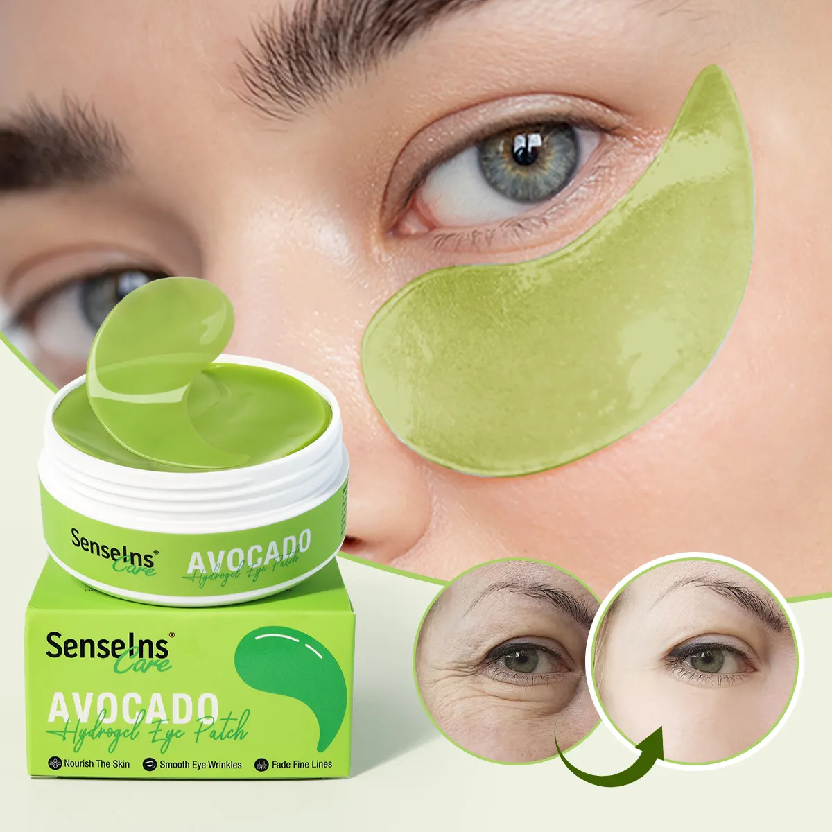 Hot Selling Hydrogel Eye Patch Wholesale Organic Remove Dark Circle Deep Nourish Smooth Avocado Hydrogel Eye Mask
