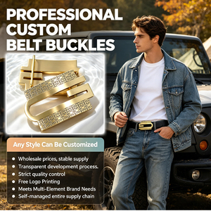 Boucles de ceinture personnalisées en métal laiton massif moulé sous pression Concevez votre propre logo privé Plaque Pin Rose Or/Argent Placage Solide Marque - Product Image 2