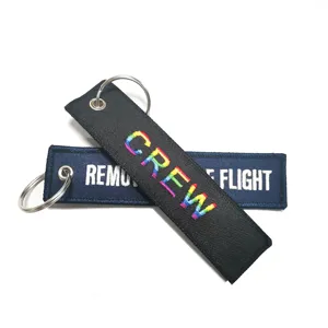 Factory OEM Custom Embroidered Keychain Flight Motorcycle Key Tag Airplane Crew Jet Tag Pilot Embroidery Keychain