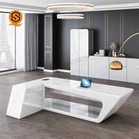 Bureau de partenaire de bureau moderne de luxe pas cher Acrylique Surface solide Top Bureaux de PDG Bureau à domicile