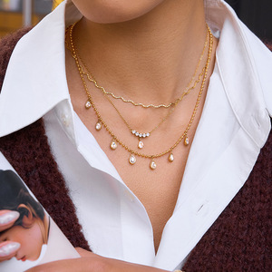 Collier pendentif minimaliste en forme de goutte d'eau en zircon, plaqué or 18 carats PVD, sans ternissement, en acier inoxydable 316L, <span class=keywords><strong>bijoux</strong></span> personnalisés ERESI New Ins - Product Image 3