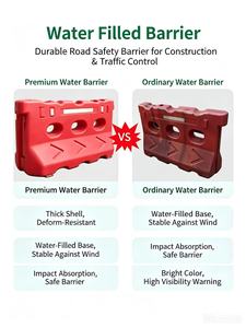 Barrera de Tráfico de HDPE de Tres Orificios Rellenable con Agua, Nueva Barrera de Seguridad Vial de Plástico Virgen con Agua, Anticolisión para Construcción - Product Image 2