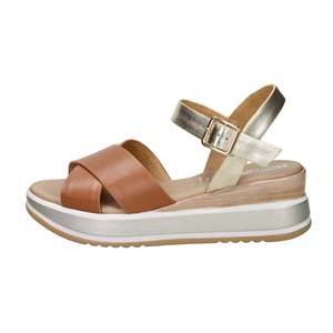 Sandalo con Zeppa da Donna in Pelle 19246-E5 Stile Platform per l'Estate - Product Image 1