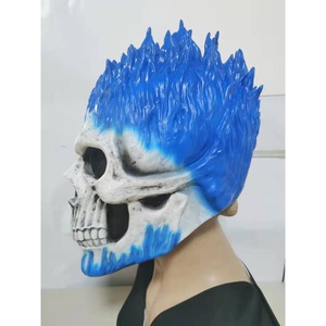 Máscara de Calavera de Ghost Rider para Halloween, Máscara Facial Completa de Látex, Accesorio para Disfraz de Terror, Diseño de Llamas Rojas - Product Image 2