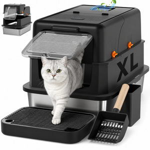 Bac à litière fermé pour chat avec filtre à charbon anti-odeurs, marchepied de tamisage des pattes et tapis de récupération pour garder les sols intérieurs plus propres - Product Image 1