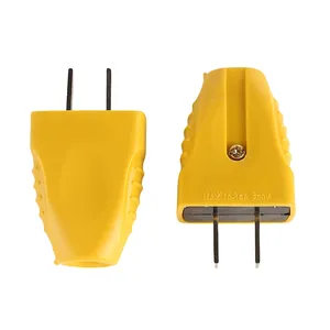 优质固定旋转保护电源插头两极工业插头黄色大平插头