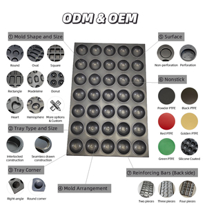 Plaque de cuisson industrielle en acier aluminisé, 60 moules demi-sphériques individuels pour friandises sphériques - Product Image 4