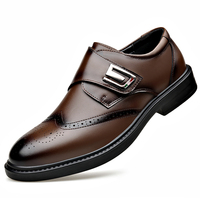 Chaussures habillées pour hommes en cuir véritable, style Monk Strap et Brogue, Oxford formelles et décontractées pour affaires