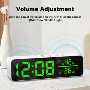 Réveil numérique WALE Tuya avec détecteur de température et d'humidité, fonction snooze, horloge de table, station météo, décoration d'intérieur - Product Image 2