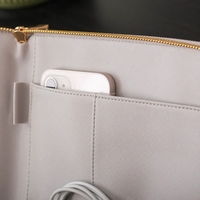 Étui de voyage technique en cuir végétalien de créateur Gadgets Cable Folder Travel Electronics Organizer Accessories Storage Bag Portfolio