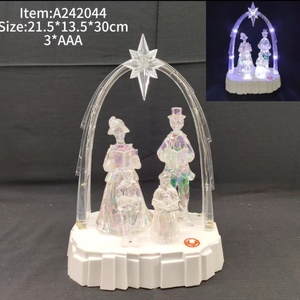 LED Clear 10.1" Colorful Electroplated Holly Family <b>Religious</b> Sculpture <b>Statue</b> Gift - Product Image 2
