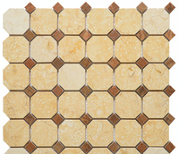 Mosaïque de marbre blanc Carrara octogonale jaune, pierre polie pour une utilisation intérieure et extérieure, pour les murs, les sols, les villas, les appartements