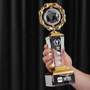Trofeo de <span class=keywords><strong>cristal</strong></span> de globo terráqueo, regalos de negocios personalizados, recuerdo de evento - Product Image 4