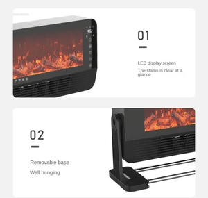 Lampes à flamme LED décoratives avec chauffage, ventilateur chaud, simulation de flamme, télécommande, cheminée électrique murale ou au sol - Product Image 5