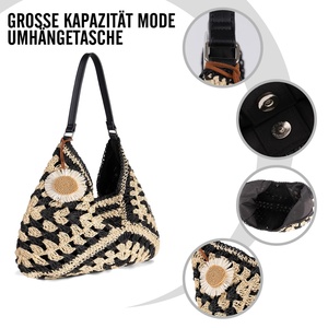 โรงงานโบชิโฮ ขายส่งกระเป๋าฟาง กระเป๋าสะพายไหล่ทรงโฮโบสำหรับฤดูร้อน กระเป๋าถือผู้หญิงสไตล์วินเทจ น้ำหนักเบา พับเก็บได้ กระเป๋าเดินทางไปทะเล - Product Image 4