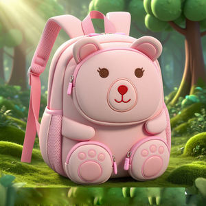 Cute Bear <b>Backpack</b> <b>Kids</b> School Bag Brown Beige Nonwoven Felt Zipper Closure All Seasons Daily Use Fashion Style - Product Image 2