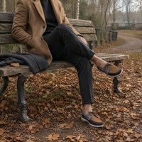 Chaussures bateau homme automne-hiver en cuir color block, mocassins de pont antidérapants à semelle en caoutchouc, chaussures de marche décontractées légères effet pieds nus