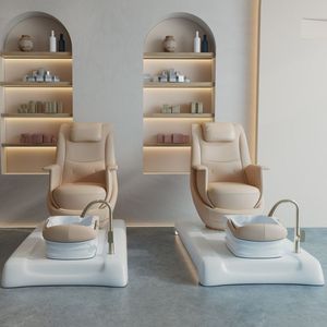 Fauteuil de pédicure et manucure avec bol, design moderne et personnalisé, mobilier de <span class=keywords><strong>salon</strong></span> de beauté, beige et noir - Product Image 1