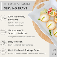 Plateau rectangulaire en mélamine avec poignées, 38 x 25 cm, 15 pouces, pour la présentation de pâtisseries et de produits de boulangerie
