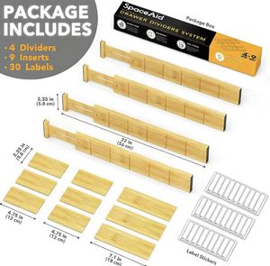 Modern Space-Saving <b>Drawer</b> Dividers Inserts (4 Dividers 9 Inserts) Adjustable Expandable for Kitchen Home Office Utensils - Product Image 4