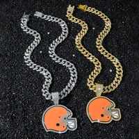Nouvelle Chaîne Homme en Alliage Entièrement Ornée de Strass, Style Hip-Hop Personnalisé, Thème Casque d'Équipe de Football, pour l'Europe et les États-Unis