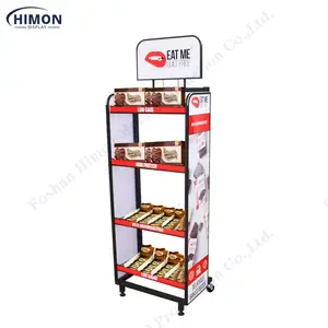 Wholesale Retail Customizable Metal Wire Basket Bakery Candy Display Stand With Wheels