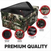 Organisateur de coffre de voiture extensible haut de gamme, grande boîte de rangement pour coffre avec séparateurs et couvercle, organisateur de rangement antidérapant