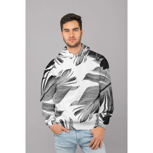 Sudadera con Capucha Sublimada UNISEX con Estampado de Hojas de Plátano Tropicales - Product Image 1