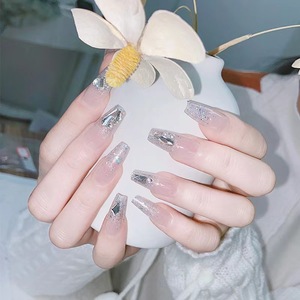 Ongles à presser de luxe glace couleur transparente fini ABS acrylique <span class=keywords><strong>faux</strong></span> conseils marque privée ongles artificiels conception <span class=keywords><strong>faux</strong></span> - Product Image 1