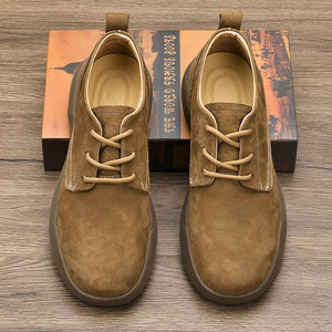 Chaussures bateau rétro en cuir pour hommes, bout rond, doublure en cuir véritable, semelle extérieure en caoutchouc, semelle intermédiaire en EVA, confort, style toutes saisons - Product Image 2