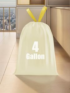 HuamaohengchunUltra Strong <b>Drawstring</b> Trash <b>Bags</b>,4 Gallon,Fragrance Free,<b>Small</b> Garbage <b>Bags</b>,15 Pcs Lemon Color - Product Image 3