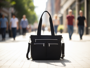 Sac fourre-tout en nylon imperméable pour femme avec fermeture éclair, toutes saisons, usage quotidien, couleur unie - Product Image 2