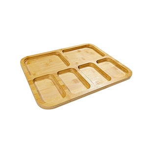 Plateau de service en bambou 6 compartiments, couleur bois naturel, pour collations, fromage, pain, fruits, pâtisseries - Product Image 5