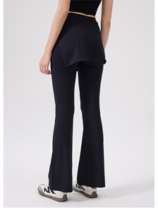 Pantalones de yoga acampanados 2 en 1 para mujer, con efecto levantacola, cintura alta, control de abdomen, tacto suave, para Pilates y fitness, venta al por mayor - Product Image 4