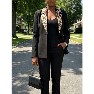 Blazer personnalisé pour femme, motif léopard, style football <span class=keywords><strong>La</strong></span> <span class=keywords><strong>Sape</strong></span> Culture Congo, noir, revers pointus, pour homme, idéal pour les fêtes d'anniversaire - Product Image 3