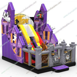 Toboggan gonflable Maison de sorcière Halloween Fantôme Personnaliser Château sautant pour enfants Toboggan gonflable pour trampoline - Product Image 1