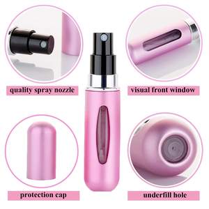 زجاجة عطر صغيرة قابلة لإعادة التعبئة سعة 5 مل من الألومنيوم للسفر مع رذاذ زجاجي للمنظفات الوجهية والغسول والزيوت الأساسية - Product Image 5