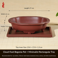 Pot de fleurs en résine, design minimaliste rustique, à trois pieds, en forme de lotus, bassin peu profond, contrôle des racines, grand pot de table