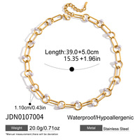 Collier tendance unisexe en plaqué or 18 carats avec perle d'imitation géométrique et diamant pour cadeaux de fête