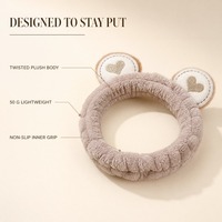 Fascia per Capelli in Peluche Personalizzabile con Logo OEM ODM, Morbida in Pile, con Grandi Occhi Carini, Antiscivolo, per Spa e Lavaggio Viso, per Donne e Ragazze
