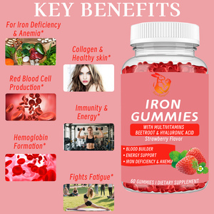 Gummies de Fer à Marque Blanche avec Acide Hyaluronique, Acide Pantothenique, pour la Production de Globules Rouges, Compléments Alimentaires à Base de Plantes - Product Image 6