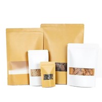 Sachets d'emballage pour noix et thé en papier kraft épais, de qualité alimentaire, imprimés en héliogravure, laminés PLA, avec fenêtre mate et fermeture ziplock