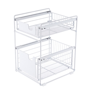 Cuisine salle de bain moderne 2 étages armoire coulissante panier <span class=keywords><strong>tiroir</strong></span> support sous évier organisateur <span class=keywords><strong>étagère</strong></span> de rangement <span class=keywords><strong>étagère</strong></span> <span class=keywords><strong>d</strong></span>'<span class=keywords><strong>angle</strong></span> - Product Image 1