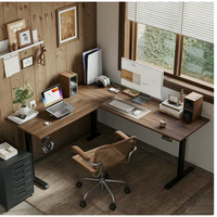 Bureau électrique à hauteur réglable avec structure en acier inoxydable - Bureau moderne en MDF