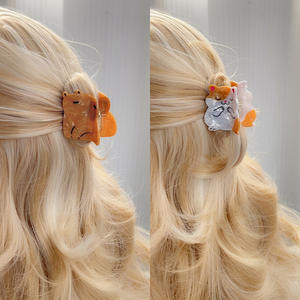 Barrette à cheveux en acétate motif chaton/écureuil/requin 5 cm – Accessoire quotidien adorable - Product Image 2